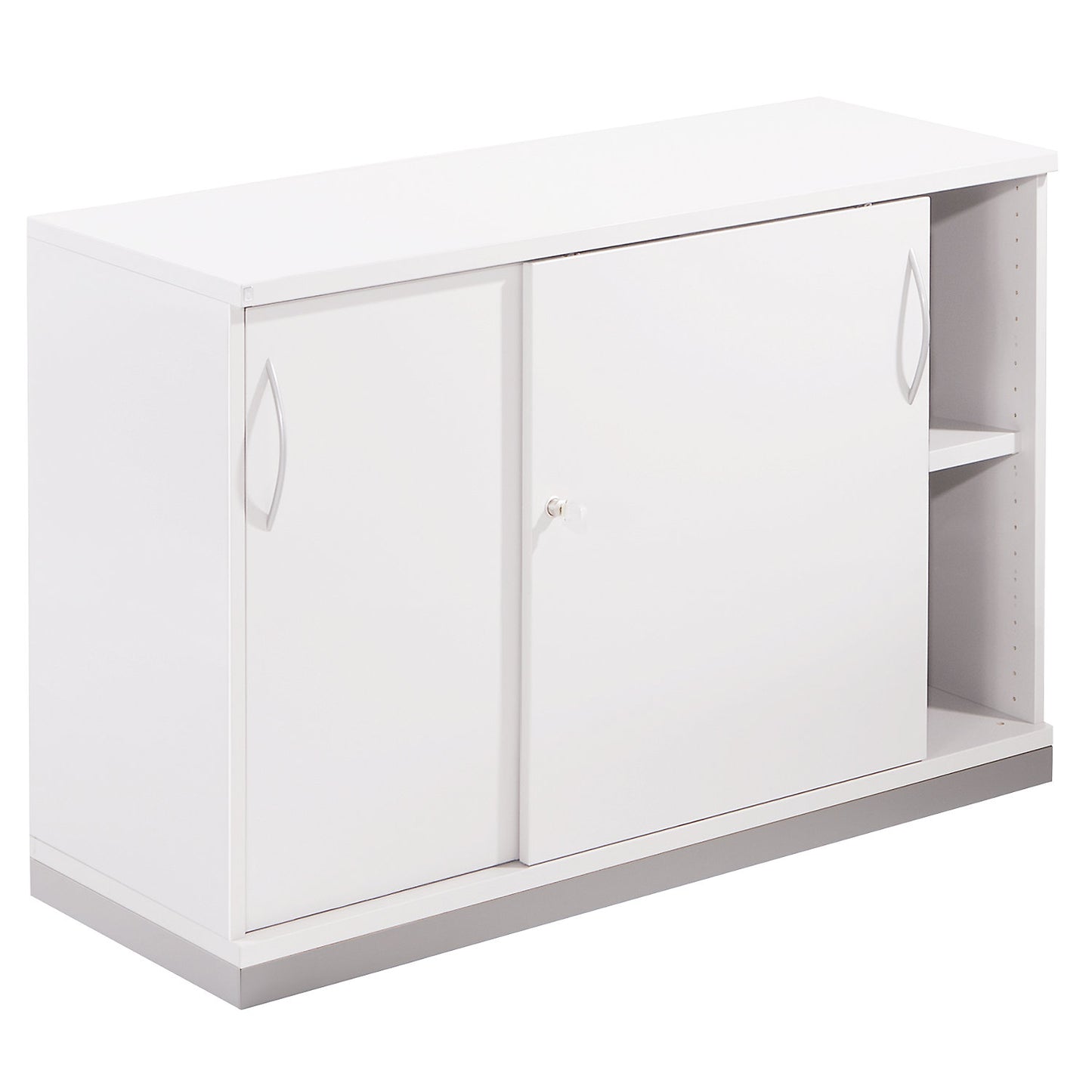 THEA - Sliding door cupboard, 1 shelf, 2 file heights, antique white.