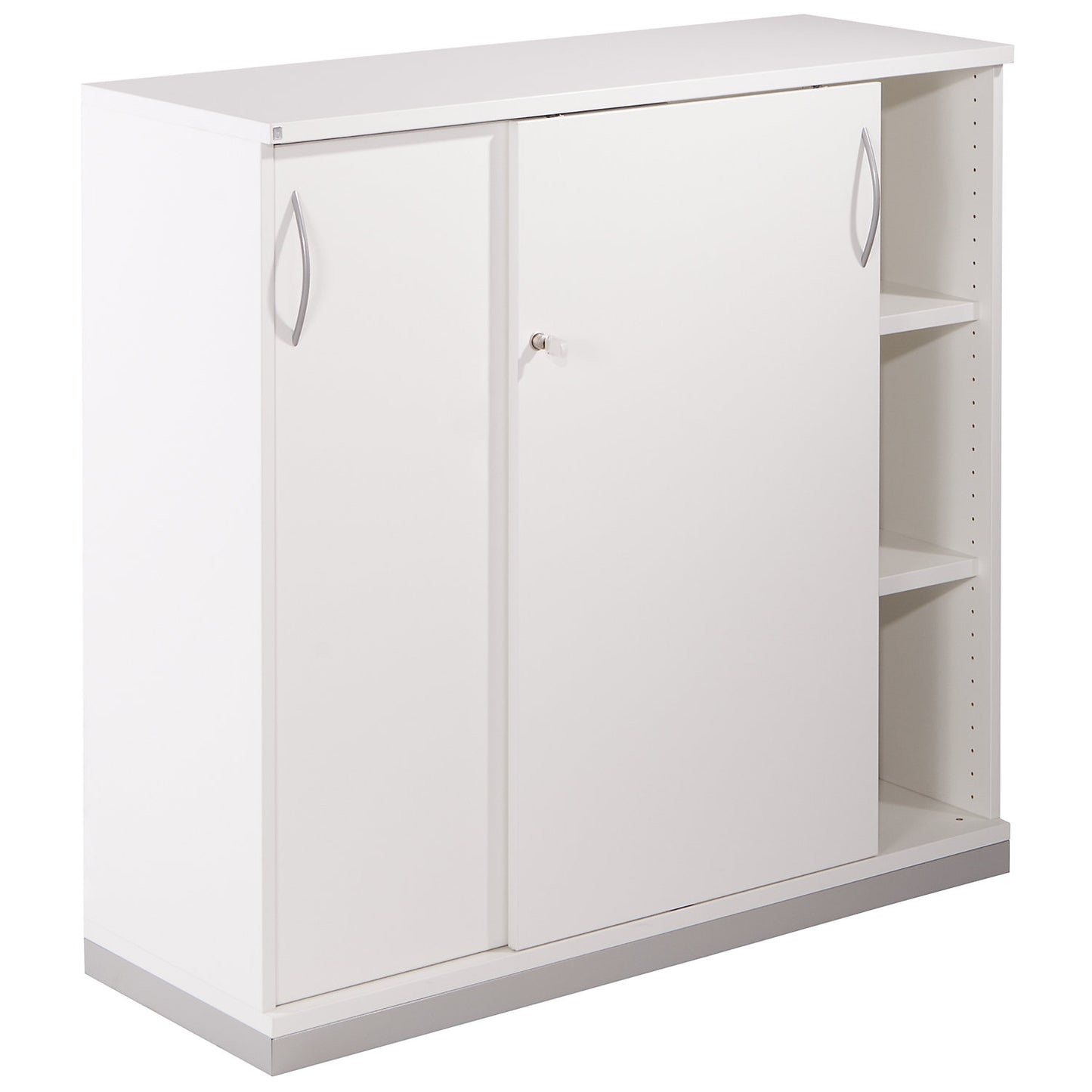 THEA - Sliding door cupboard, 2 shelves, 3 file heights, antique white.