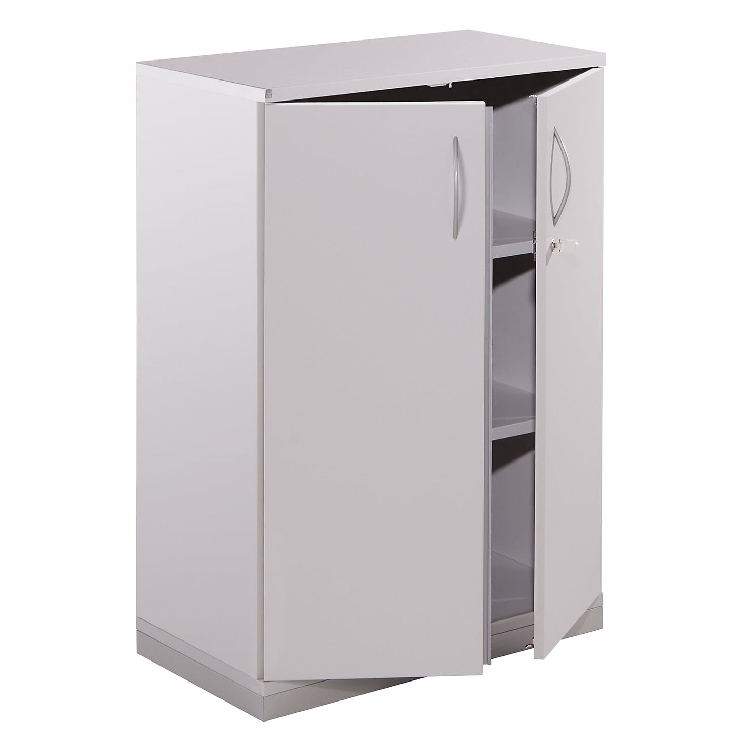 THEA - Double door cupboard, 2 shelves, 3 file heights, light grey.
