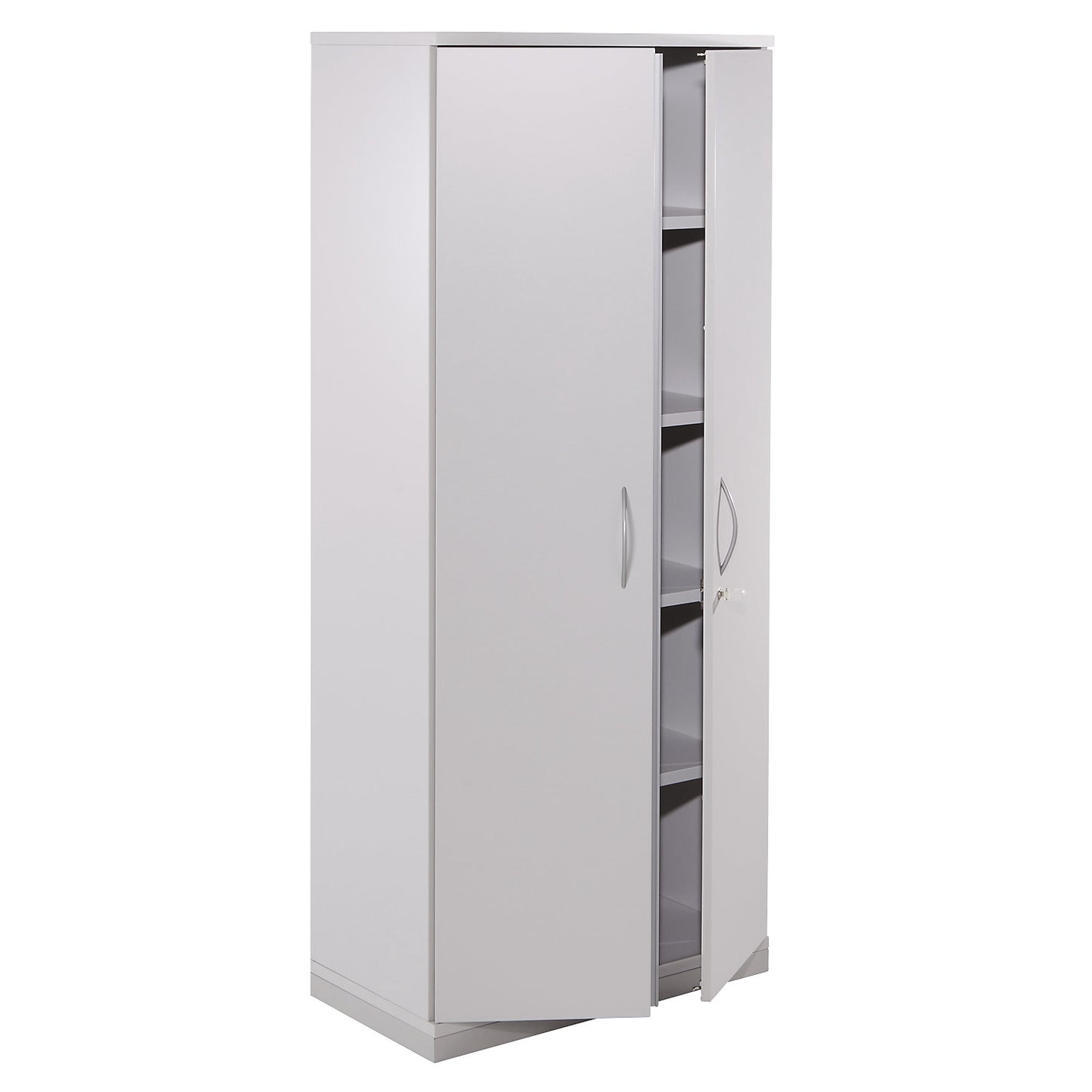 THEA - Double door cupboard, 4 shelves, 5 file heights, light grey.