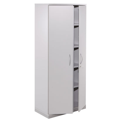 THEA - Double door cupboard, 4 shelves, 5 file heights, light grey.