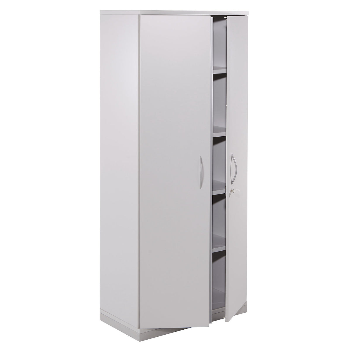 THEA - Double door cupboard, 4 shelves, 5 file heights, light grey.