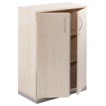 THEA - Double door cupboard, 2 shelves, 3 file heights, maple finish.
