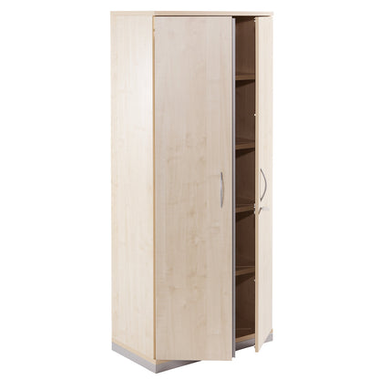 THEA - Double door cupboard, 4 shelves, 5 file heights, maple finish.
