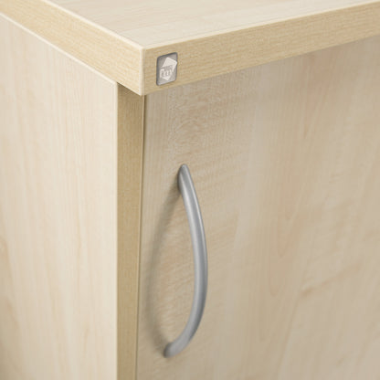 THEA - Sliding door cupboard, 2 shelves, 3 file heights, maple finish.