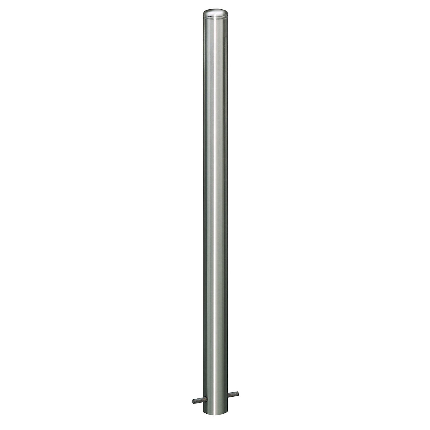 Stainless steel barrier post, with end cap, for concreting in with floor anchor, Ø 60 mm.