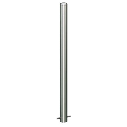 Stainless steel barrier post, with end cap, for concreting in with floor anchor, Ø 76 mm.