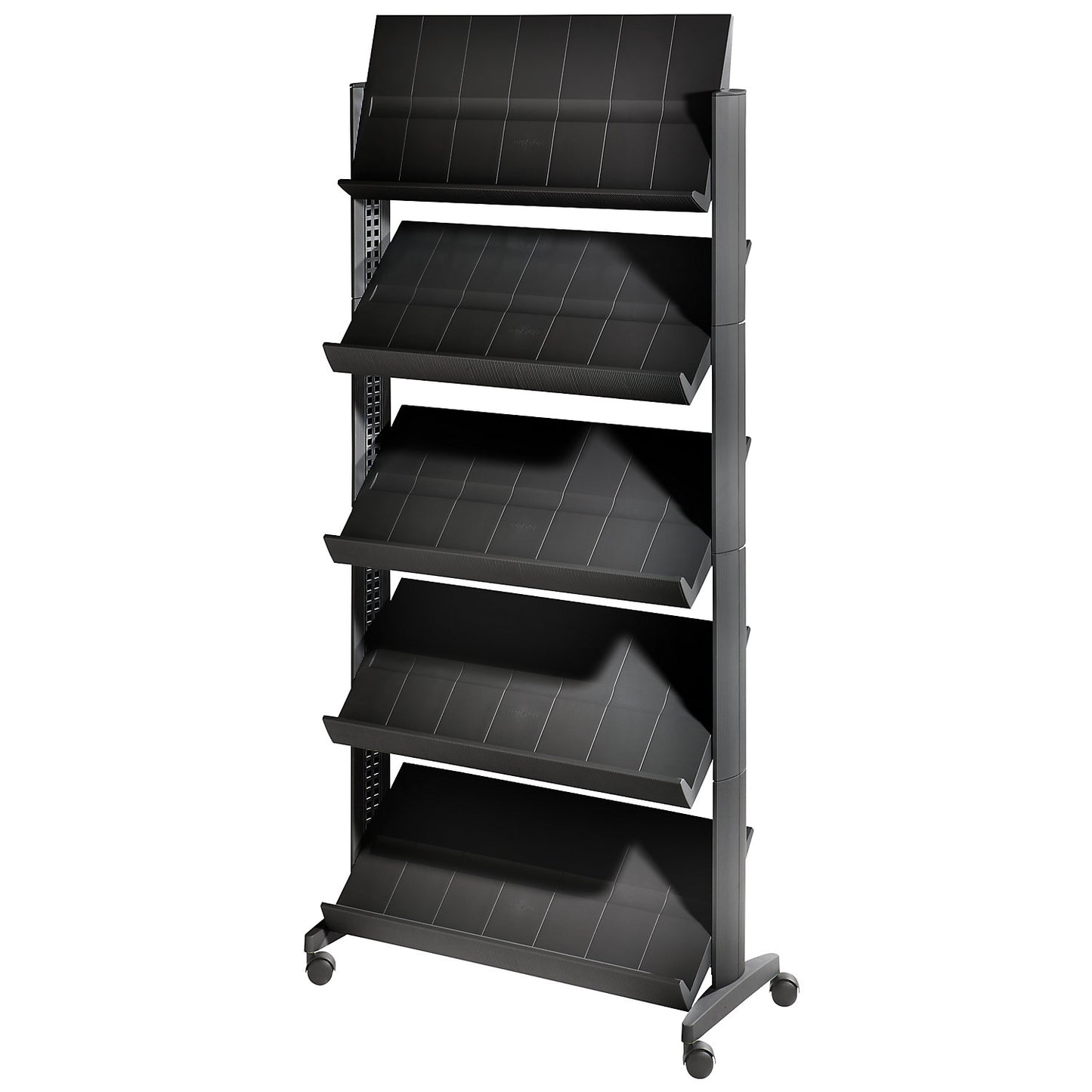 Brochure display stand made of polystyrene, for 15 x A4, black / black.