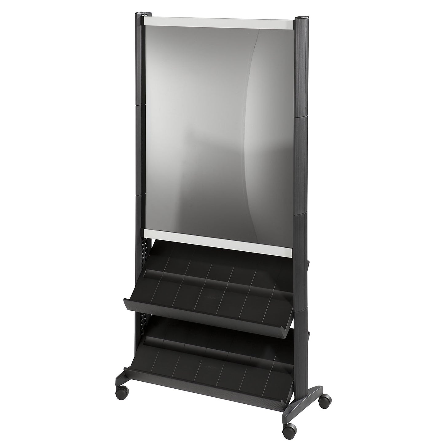 Brochure display stand made of polystyrene, for 6 x A4, black / black.
