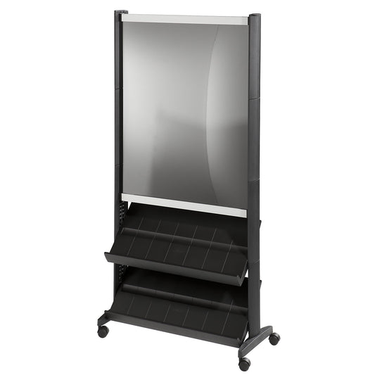 Brochure display stand made of polystyrene, for 6 x A4, black / black.