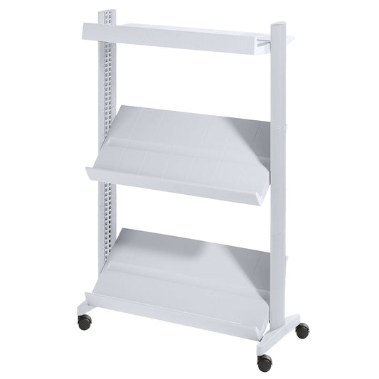 Brochure display stand made of polystyrene, for 9 x A4, aluminium silver / aluminium silver.