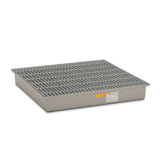 GRP base sump tray, 4 x 200 litre drums, with certification, with GRP grate.