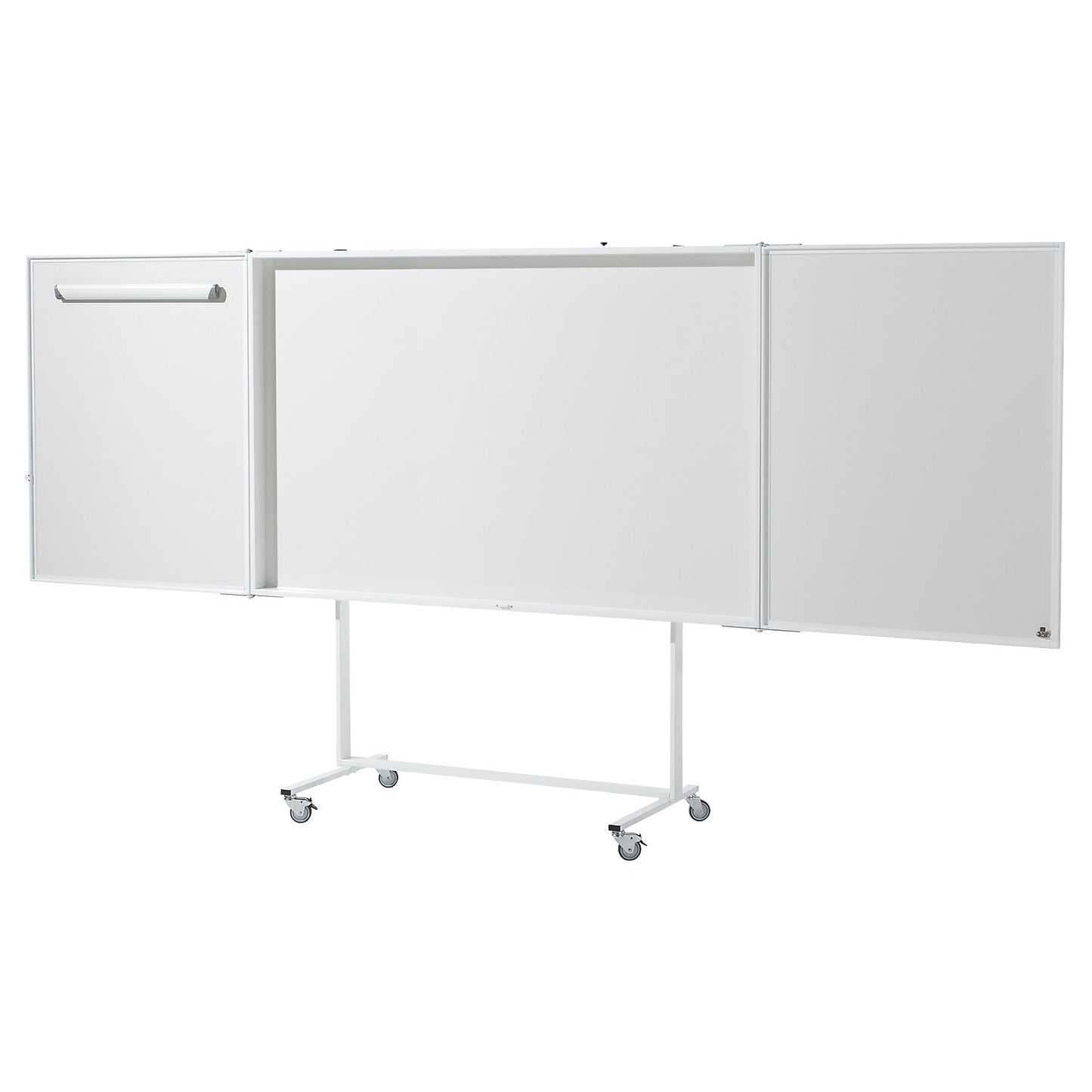 Folding whiteboard, complete set, sheet steel, enamel, 16:10 projection format.
