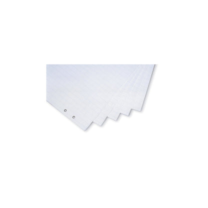 Flip chart paper, format 650 x 930 mm, lies flat, pack of 5 pads x 20 sheets.