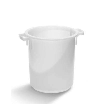 Cylindrical bin made of HDPE, food safe, capacity 40 l, height x external Ø (top) 455 x 420 mm, without lid.