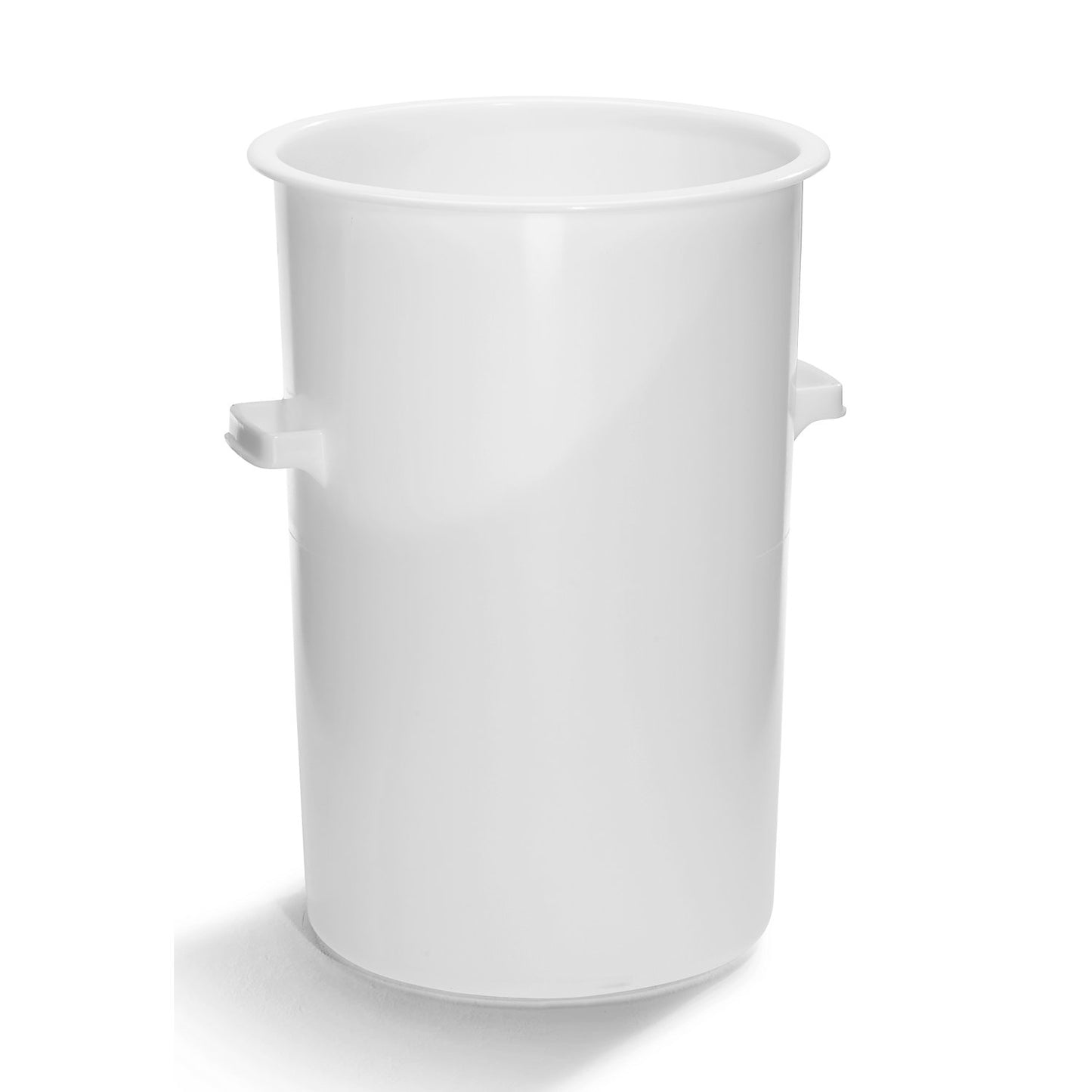 Cylindrical bin made of HDPE, food safe, capacity 110 l, height x external Ø (top) 730 x 515 mm, without lid.
