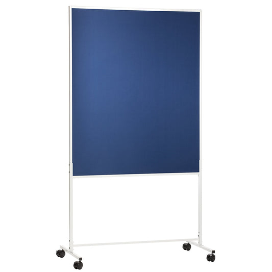 Pinboard, mobile, fabric cover, blue, HxWxD 1800 x 1000 x 500 mm, one-part.