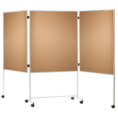 Pinboard, mobile, natural cork, HxWxD 1800 x 2800 x 500 mm, three-part.