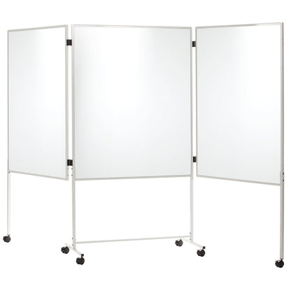 Pinboard, mobile, sheet steel white, HxWxD 1800 x 2800 x 500 mm, three-part.
