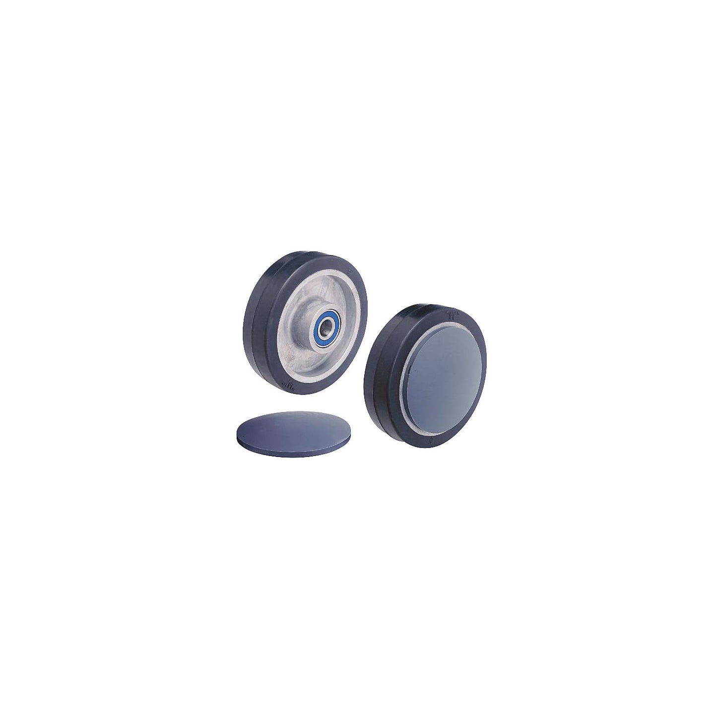 Steering wheel, ball bearings, solid rubber, width 50 mm, length 53 mm.