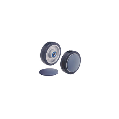 Steering wheel, ball bearings, solid rubber, width 50 mm, length 53 mm.