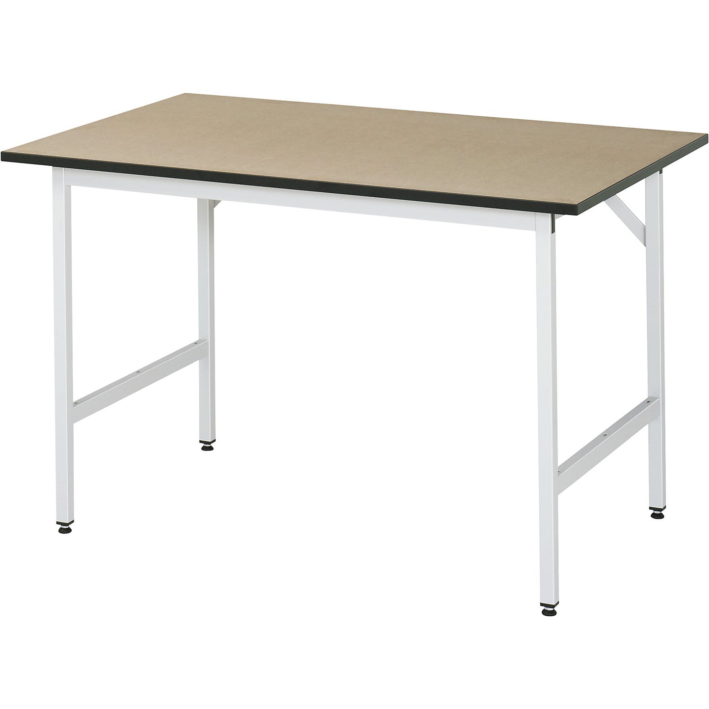 Work table, height adjustable, frame 30 x 30 mm, MDF panel, WxD 1250 x 800 mm, light grey.