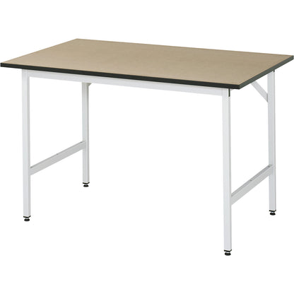 Work table, height adjustable, frame 30 x 30 mm, MDF panel, WxD 1250 x 800 mm, light grey.