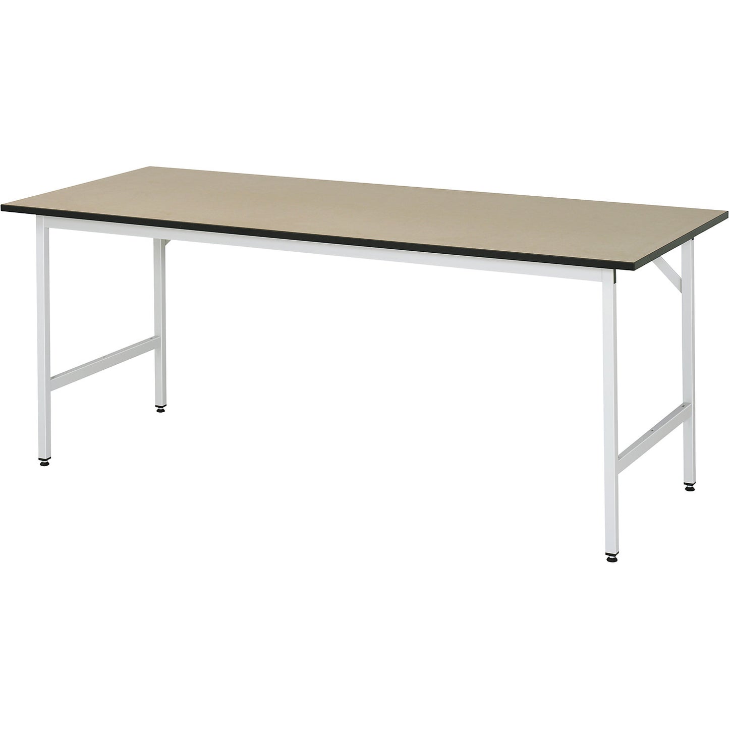 Work table, height adjustable, frame 30 x 30 mm, MDF panel, WxD 2000 x 800 mm, light grey.