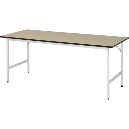 Work table, height adjustable, frame 30 x 30 mm, MDF panel, WxD 2000 x 800 mm, light grey.