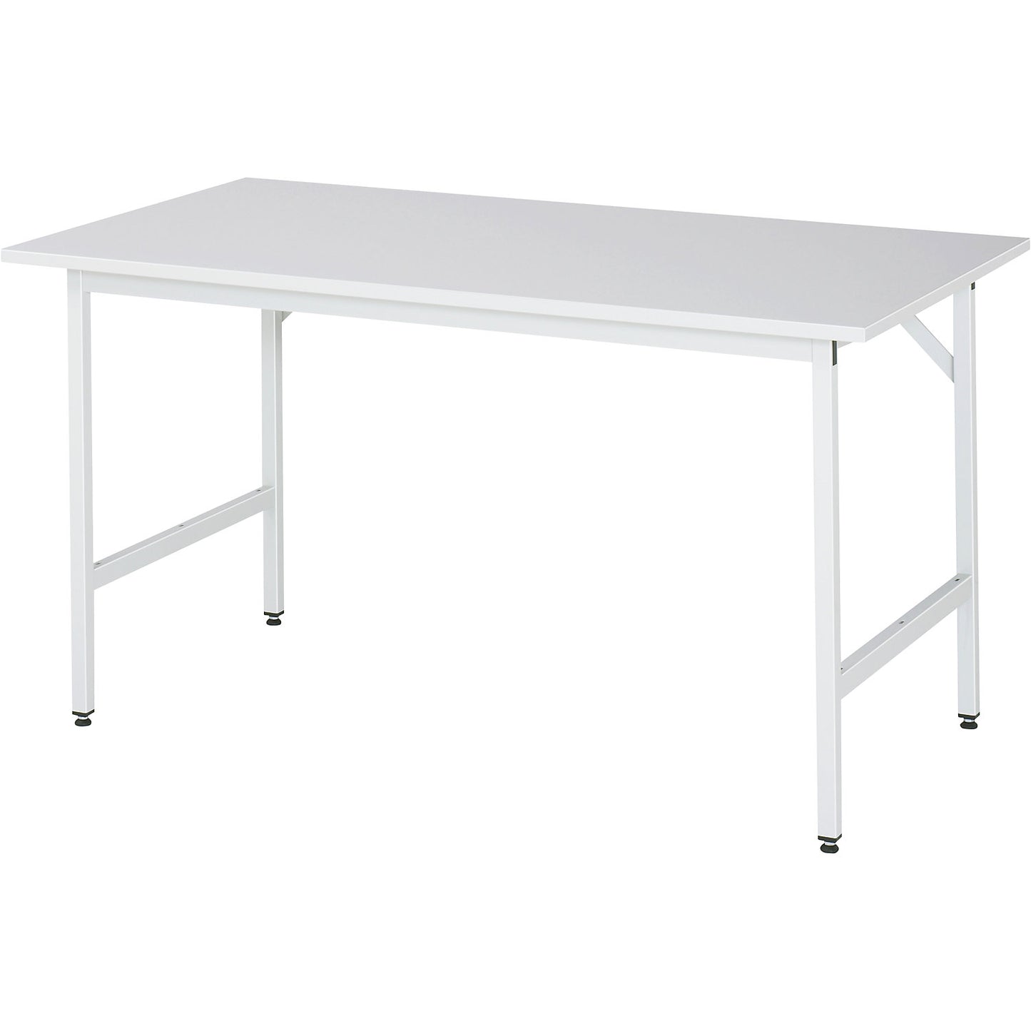 Work table, height adjustable, frame 30 x 30 mm, melamine coated panel, WxD 1500 x 800 mm, light grey.