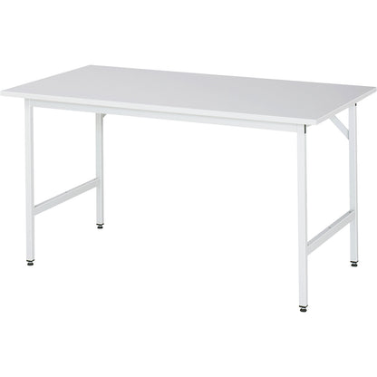 Work table, height adjustable, frame 30 x 30 mm, melamine coated panel, WxD 1500 x 800 mm, light grey.