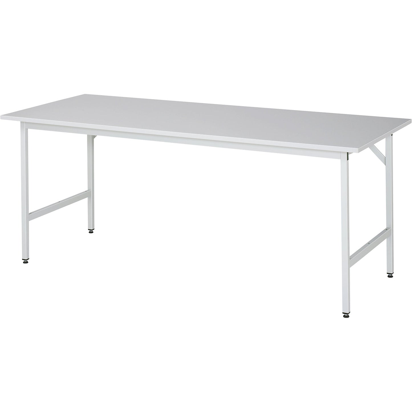 Work table, height adjustable, frame 30 x 30 mm, melamine coated panel, WxD 2000 x 800 mm, light grey.