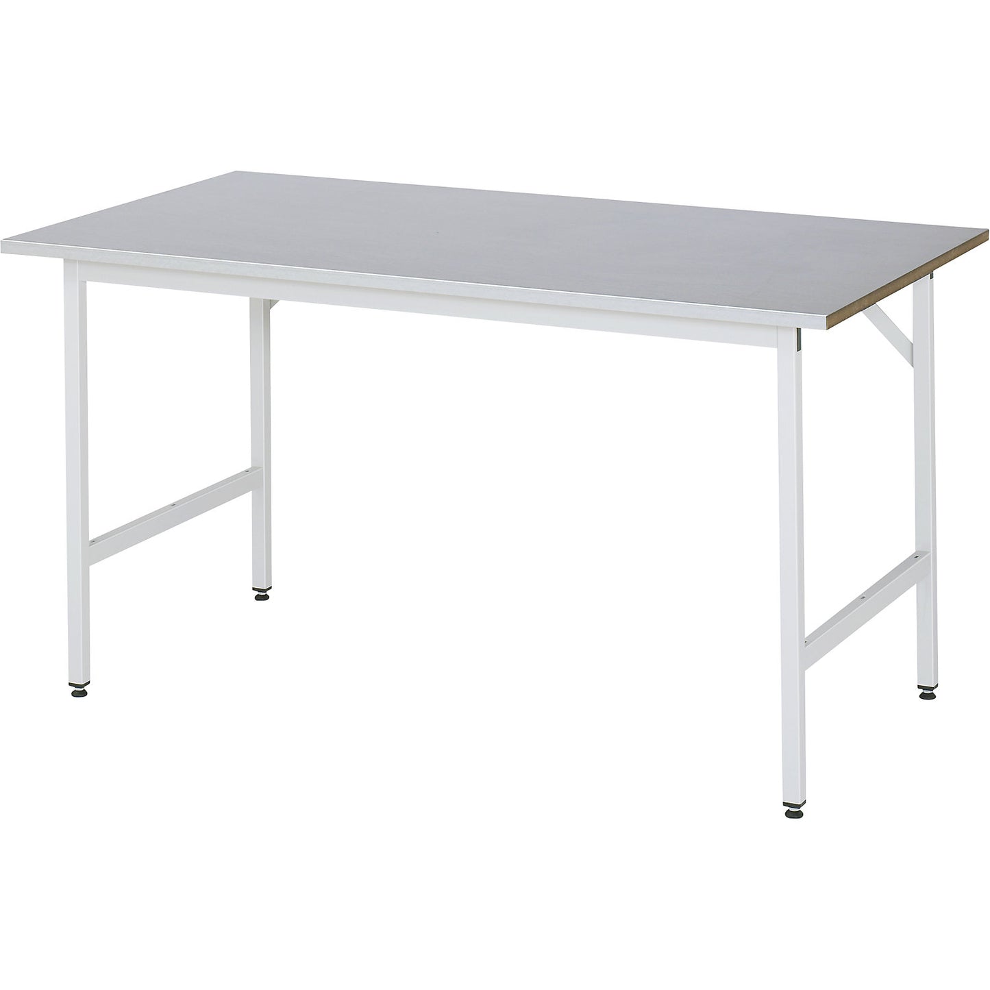 Work table, height adjustable, frame 30 x 30 mm, sheet steel panel, WxD 1500 x 800 mm, light grey.