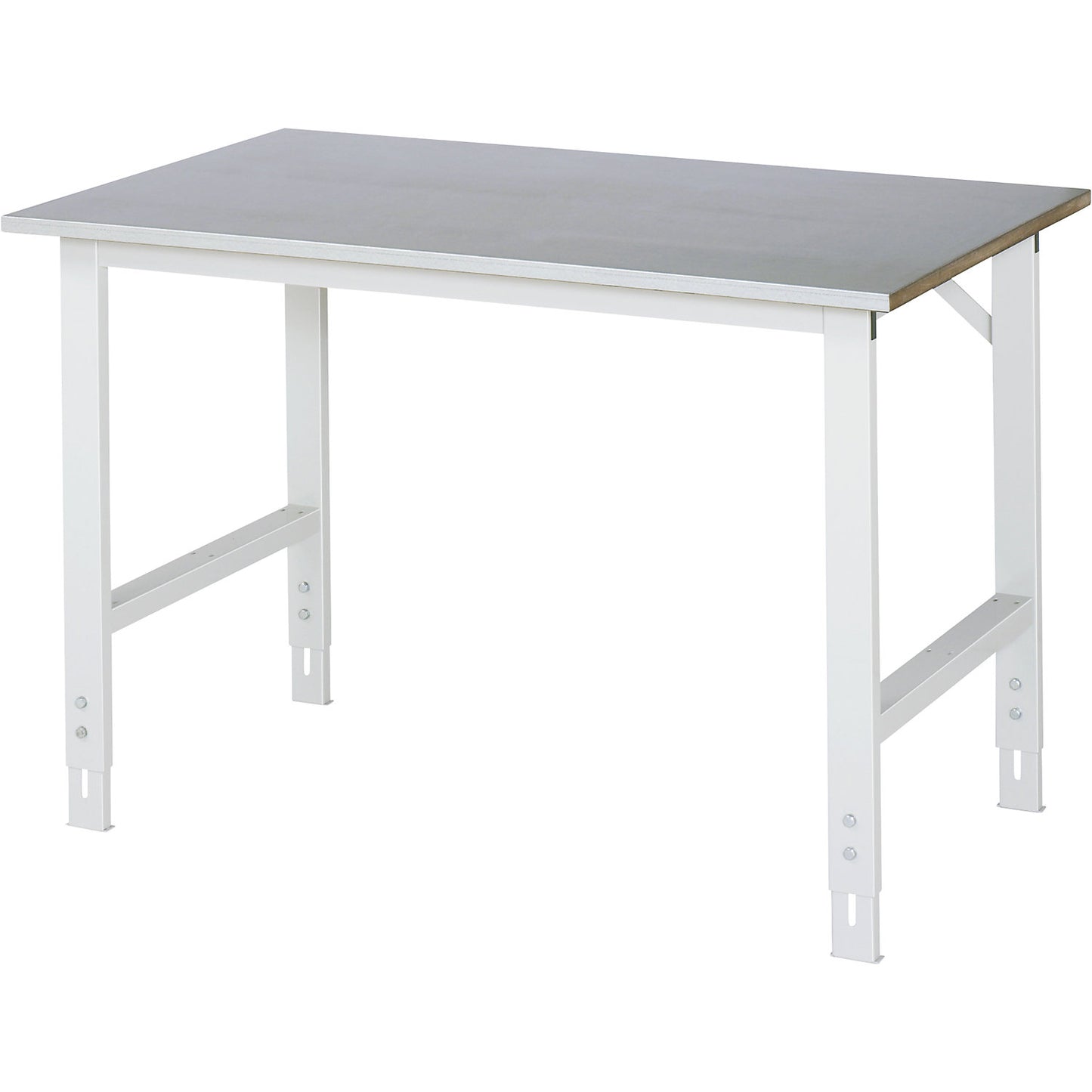 Work table, height adjustable, frame 60 x 30 mm, sheet steel panel, WxD 1250 x 800 mm, light grey.