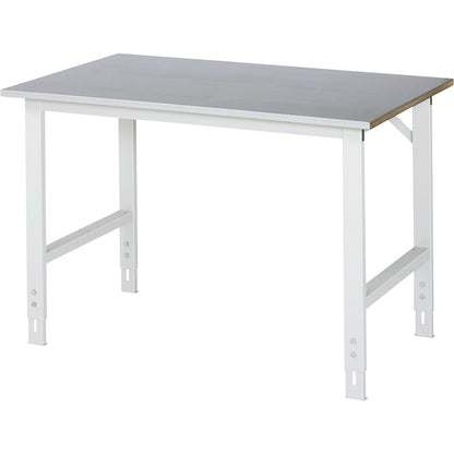 Work table, height adjustable, frame 60 x 30 mm, sheet steel panel, WxD 1250 x 800 mm, light grey.