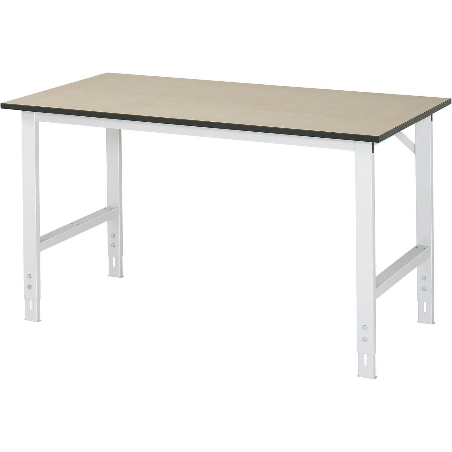 Work table, height adjustable, frame 60 x 30 mm, MDF panel, WxD 1500 x 800 mm, light grey.