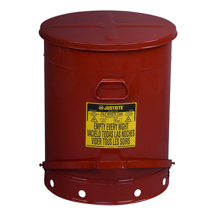 Fire protection container, sheet steel, round, with foot pedal, capacity 79 l.