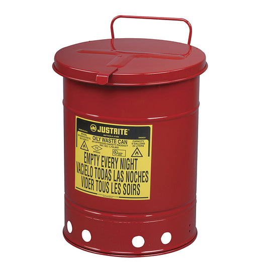 Fire protection container, sheet steel, round, hand operated, capacity 34 l.