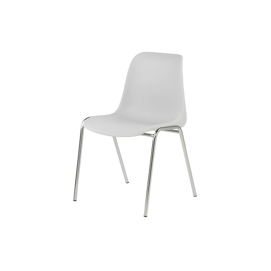 EUROPA plastic stacking chair, uncushioned, light grey seat, pack of 4.