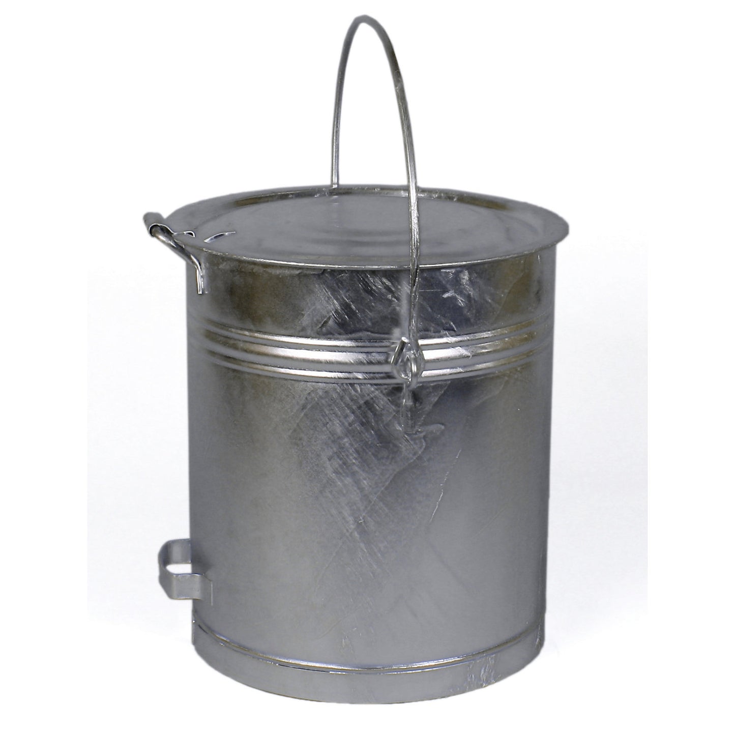 Bucket with hinged lid, made of sheet steel, capacity 40 l, H x Ø 420 x 360 mm, 1+ items.