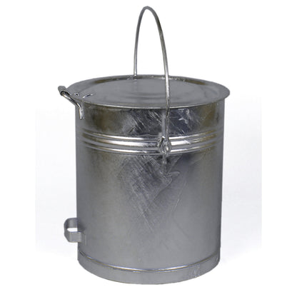 Bucket with hinged lid, made of sheet steel, capacity 40 l, H x Ø 420 x 360 mm, 1+ items.