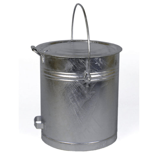 Bucket with hinged lid, made of sheet steel, capacity 40 l, H x Ø 420 x 360 mm, 1+ items.