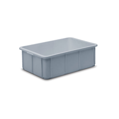 Stacking container made of polypropylene, capacity 20 l, external dimensions LxWxH 600 x 400 x 125 mm, grey.