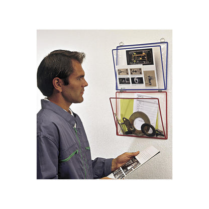 Clear view leaflet pocket, WxH 340 x 255 mm, pack of 5, assorted colours.