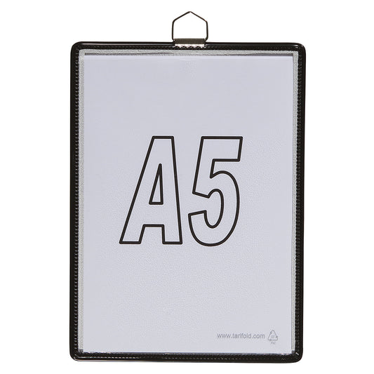 Clear view pocket, for size A5, black, pack of 10.
