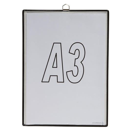 Clear view pocket, for size A3, black, pack of 10.