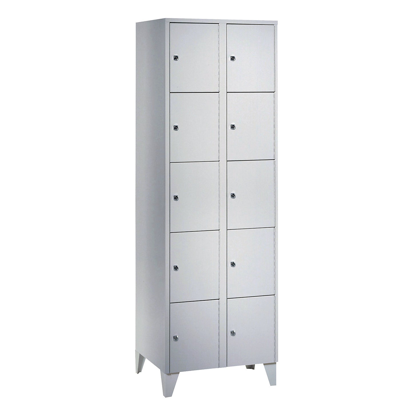 München 5-fold compartment locker, 2 compartments, light grey, W 600 mm, with feet.