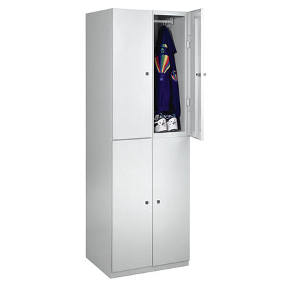 Frankfurt double deck clothes locker, 2 compartments, W 600 mm, light grey.