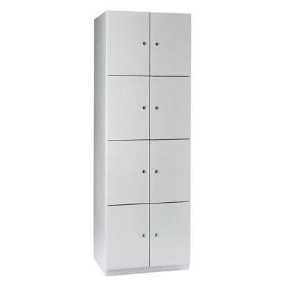 Frankfurt 4-fold compartment locker, 2 compartments, W 600 mm, light grey.