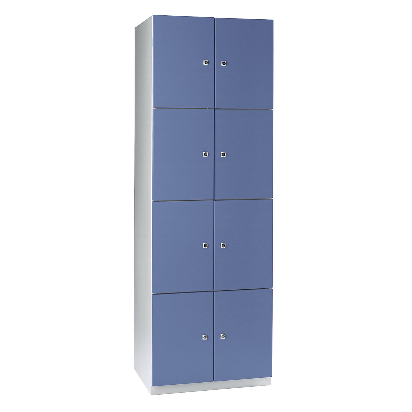 Frankfurt 4-fold compartment locker, 2 compartments, W 600 mm, light grey / pigeon blue.